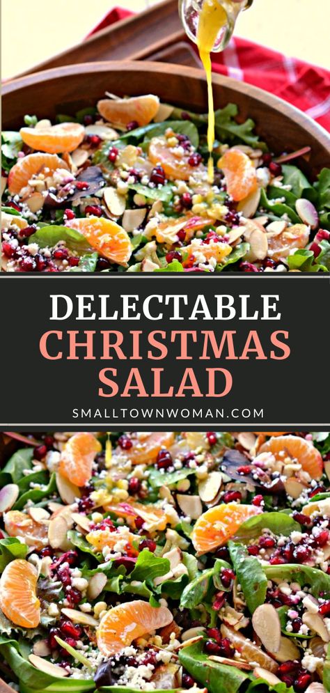 Christmas Salad Recipes, Christmas Salad, Christmas Salads, Green Salad Recipes, Christmas Food Dinner, Fruit Carving, Snacks Für Party, Christmas Cooking, Sliced Almonds