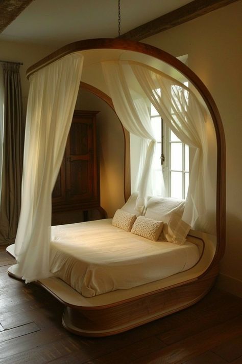 Simple Dressing Table Designs, Canopy Bed Ideas, Circle Bed, 80s Interior Design, Bed Design Ideas, Round Bed, 80s Interior, Diy Furniture Decor, Best Bed