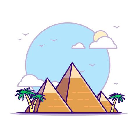 The great pyramid of giza illustration... | Premium Vector #Freepik #vector #travel #mountain #stone #africa Pyramid Design Art, Pyramids Egypt Drawing Egyptian Art, Cartoon Pyramid, Great Pyramids Of Giza, Egypt Design, Pyramid Of Giza, Pyramids Egypt, The Great Pyramid, Education Logo Design