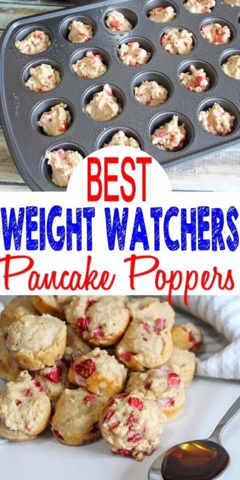 23 Best Weight Watchers Breakfast Recipes With SmartPoints - Sharp Aspirant Pancake Poppers, Strawberry Pancake, Weight Watchers Pancakes, Easy Homemade Pancakes, Weight Watcher Desserts, Easy Pancake, Ww Meals, Weight Watchers Recipes Breakfast, Strawberry Pancakes