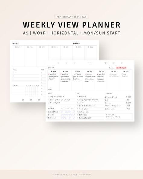 Schedule Organizer, Cornell Notes Template, Weekly Overview, Weekly Organizer, Week At A Glance, Week Schedule, Planner Writing, A5 Planner Inserts, Weekly Organization