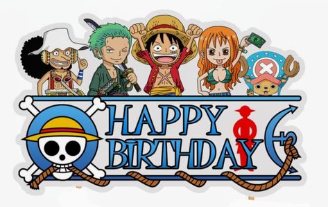 One Piece Cake Topper Printable, One Piece Birthday, Anime Happy Birthday, Happy Birthday Logo, One Piece Birthdays, One Piece Theme, Happy Birthday Banner Printable, Birthday Logo, Anime Cake