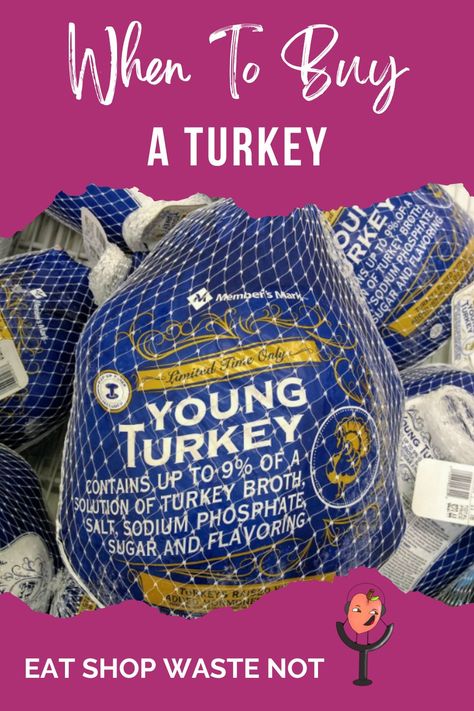 A whole turkey with the words when to buy a turkey Turkey For Thanksgiving, Christian Sleeve Tattoo, Fresh Turkey, Franklin Bbq, Turkey Broth, Members Mark, Thanksgiving Feast, Smoked Turkey, Sam's Club