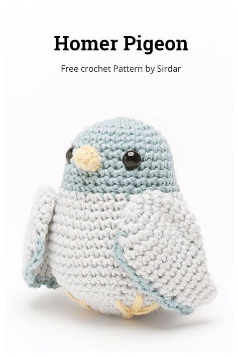 Crochet Homer Pigeon Amigurumi Free Patterns Homer Pigeon, Bird Amigurumi, Crochet Bird, Crochet Bird Patterns, Crochet Birds, Crochet Animals Free Patterns, Crochet Design Pattern, Crochet Amigurumi Free Patterns, Crochet Amigurumi Free