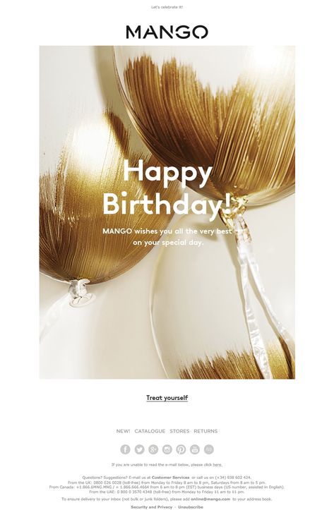 Birthday Email Marketing, Luxury Email Design, Brand Birthday Campaign, Birthday Email, Birthday Fashion, Email Templates, Email Design, Treat Yourself, Reed Diffuser