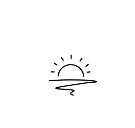 Minimal Tattoo Sun, Sun Simple Drawing, Simple Sunset Tattoo, Sunset Line Art, Cup Printing, Concept Tattoo, Tattoo Sun, Sunshine Tattoo, Minimal Tattoos