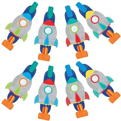 Blast Off Blowouts 8ct Rocket Cutout, Space Party Favors, Rocket Birthday, Rocket Party, Winter Party Themes, Rocket Space, Astronaut Party, Fall Party Themes, Space Birthday Party