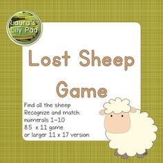 Use this simple game when teaching the Lost Sheep parable to your preschool, kindergarten or Sunday School students. This game could also be used along with sheep related nursery rhymes. Sheep numbered to ten are placed on the hillside randomly. Students spin the spinner Lost Sheep Parable, Preschool Sunday School Lessons, Bible Class Activities, Bible Themes, Vacation Bible School Craft, Bible Camp, Verses For Kids, Sunday School Games, Preschool Bible Lessons