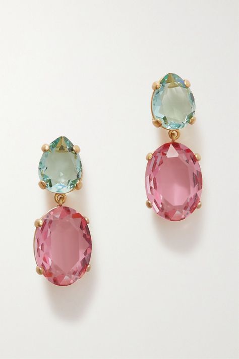 Roxanne Assoulin - Gold-tone Crystal Earrings - Pink - One size Roxanne Assoulin, Bijoux Art Nouveau, Bling Earrings, Trending Engagement Rings, Jeweled Earrings, Ring Trends, Color Jewelry, Colorful Jewelry, Colorful Earrings