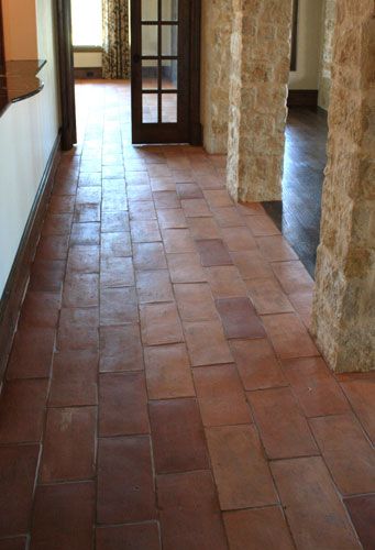 Saltillo Tile Kitchen, Old Mexican House, Outdoor Tiles Floor, Rectangular Tiles, Hall Tiles, French Provincial Home, Mexican House, Terracotta Floors, French Terracotta