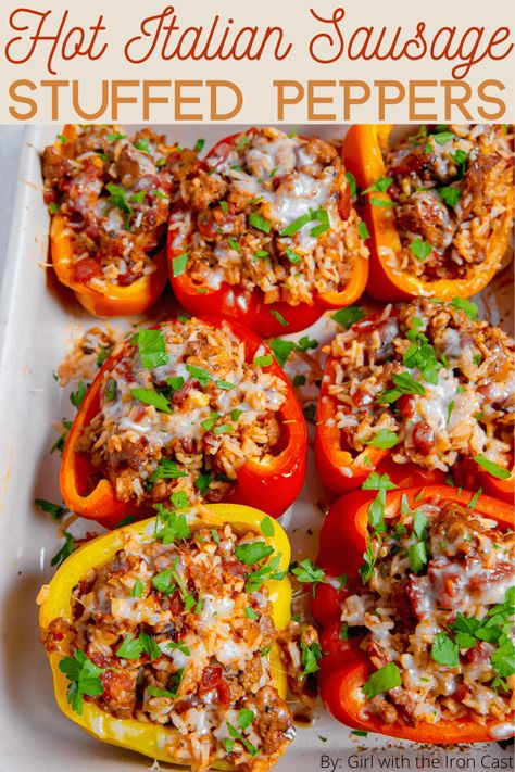 Italian Sausage Stuffed Peppers, Hot Italian Sausage Recipes, Ground Italian Sausage Recipes, Hot Sausage Recipes, Sausage Stuffed Peppers, Ground Sausage Recipes, Sausage Recipes For Dinner, Sausage Dinner, Italian Sausage Recipes