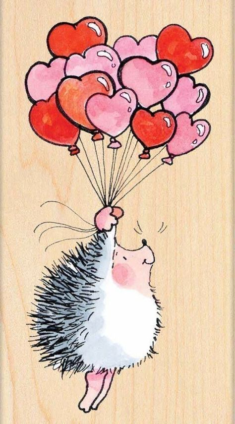 Hedgehog Illustration, Hedgehog Art, Cute Hedgehog, Happy Paintings, Penny Black, Summer Gift, Chic Vintage, Watercolor Cards, Whimsical Art