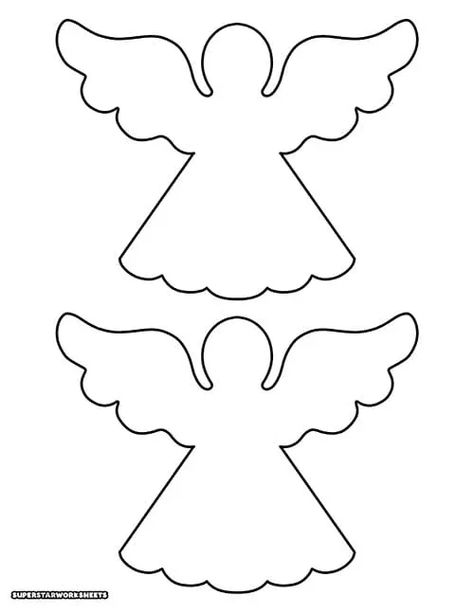 Angel template PDFs are completely free to download and offer an easy, printable holiday arts and crafts option for your homeschool, church school, or elementary classroom. Use for bulletin boards, holiday cards, and so much more! Angel Template Free Printable Crafts, Angel Wings Template, Angel Template, Angel Printable, Angels With Wings, Holiday Arts And Crafts, Angel Wings Drawing, Holiday Art Projects, Christmas Angel Crafts