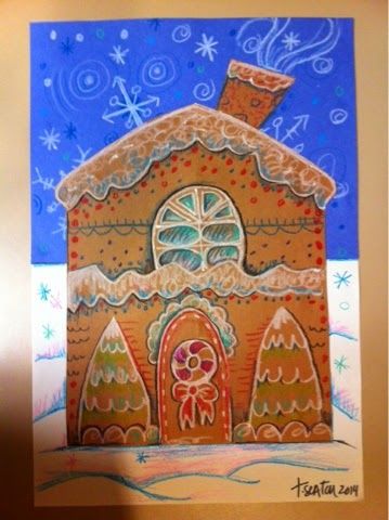 The Lost Sock : GingerBread House Elementary Art Lesson Plans, Holiday Art Projects, Winter Art Lesson, Elementary Art Rooms, Christmas Art Projects, Winter Art Projects, 2nd Grade Art, Classroom Art Projects, 4th Grade Art