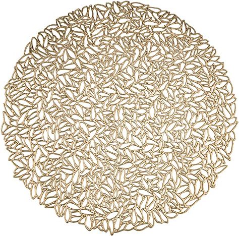 Amazon.com: Set of 6, Gold Metallic Vinyl Round Placemats Laminated Plastic Morden Dining Table Decoration, Littlewoods by Snowkingdom: Kitchen & Dining Modern Placemats, Floral Placemats, Kitchen Spices, Dining Table Decor, Placemat Sets, Understated Elegance, Dining Decor, Lace Design, Table Mats