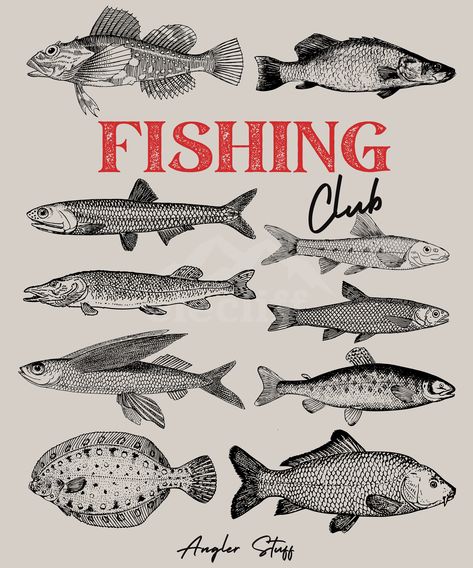 Fishing Club Poster,Vintage patterns,Old Poster Poster Vintage Fishing Poster, Fish Poster Aesthetic, Dorm Planning, Fishing Poster, Fishing Activities, Fish Chart, Fish Poster, Florida Fish, Sea Bags