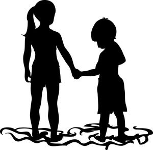 Clip art illustration of a Children Holding Hands, Beach Clipart, Free Clipart Images, Special Kids, Sister Tattoos, Kids Clipart, Silhouette Art, Silhouette Projects, Digital Stamps