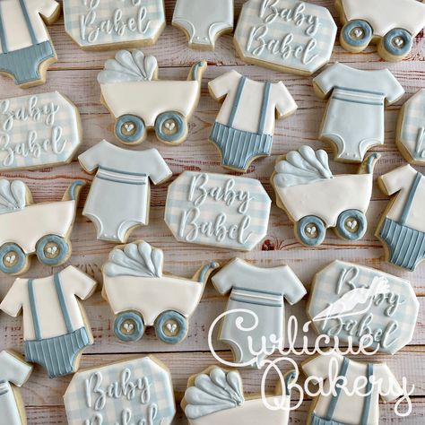 Gingham Cookies Decorated, Blue And White Gingham Baby Shower Ideas, Baby Boy Shower Cookies Decorated, Baby Shower Sugar Cookies Boy, Blue Gingham Baby Shower Ideas, Gingham Baby Shower Ideas, Baby Boy Cookies Decorated, Blue Baby Shower Cookies, Baby Shower Boy Cookies