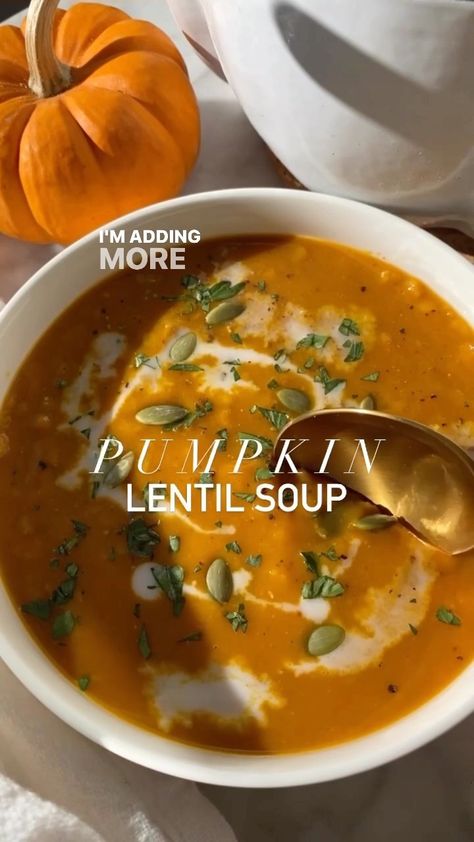 Maggie Michalczyk, RDN on Instagram: “Pumpkin lentil soup! 🎃 I’ve teamed up with @usapulses to make this cozy pumpkin lentil soup that’s packed with fall flavor and good…” Dairy Free Pumpkin Soup, Salmon Squash, Fall Salmon, Vegan Pumpkin Soup Recipe, Pumpkin Lentil Soup, Pumpkin Lentil, Squash Bowl, Dairy Free Soup Recipe, Pumpkin Soup Healthy