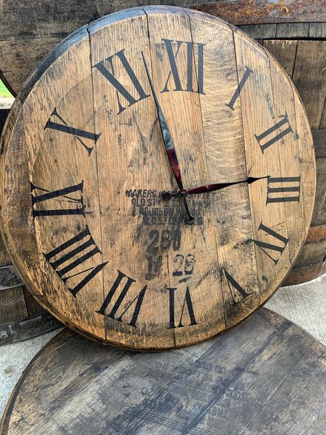 Speakeasy Office, Gentleman's Lounge, Diy Whiskey Barrel, Wine Barrel Chairs, Pallet Wardrobe, Bachelor Decor, Speakeasy Decor, Wall Clock Hanging, Bourbon Room