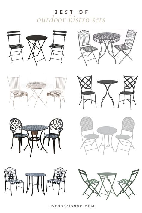 outdoor bistro set. best of outdoor garden bistro sets. foldable bistro table.  outdoor metal bistro chair. garden chair. steel bistro set. french bistro set. Garden Bistro Set, Pergola Walkway, Metal Bistro Chairs, Small Outdoor Patios, Chair Garden, Outdoor Folding Table, Outdoor Bistro, Bistro Table Outdoor, Bistro Style