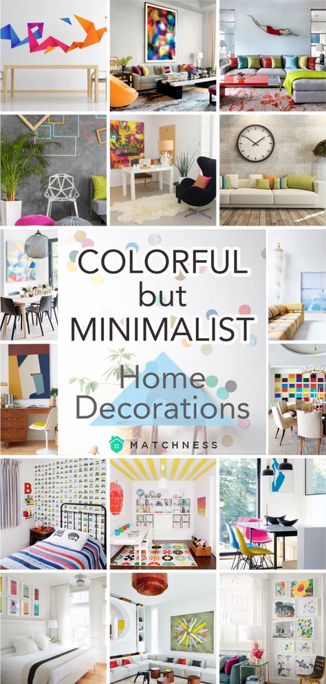 40 Colorful but Minimalist Home Decorations - Matchness.com Scandinavian Living Room Colorful, Colourful Minimalist Living Room, Colorful Minimalist Interior Design, Minimalism With Color, Minimalist Home With Color, Add Color To Home, Minimalist Colourful Living Room, Scandinavian Colorful Interior, Colorful Minimalist Home Living Room