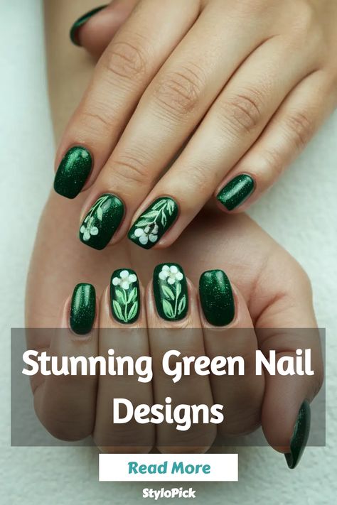 Elevate your nail game with gorgeous green nail designs that will make heads turn! From classy green nails to stunning green nail art, we've got the inspiration you need. Whether you prefer short or almond-shaped nails, acrylics or polish, there's a perfect shade of green waiting for you. Let your creativity shine through with trendy and chic ideas for embracing the power of green on your fingertips. Explore our collection and find the ideal design to express your unique style! Classy Green Nails, Green Nail Art, Shaped Nails, Green Nail Designs, Green Nail, Almond Shaped, Nail Games, Nail Color, Green Nails