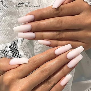 ✨ Matte Milky White on long Coffin Nails 👌 • 💅 Nail Artist: @annailz 💝 Follow her for more gorgeous nail art designs! • 👉 Turn on post notification, if you don't want to miss any of my @theglitternail posts! 🤗😘❤️ • Milky Pink Nails Acrylic, Pink Acrylic Coffin, Pink Nails Acrylic Coffin, Milky Pink Nails, Pink Nails Acrylic, Milky White Nails, Coffin Nails Designs Summer, Mix Match Nails, Violet Ombre