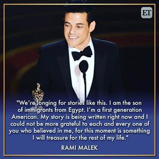 We couldn’t be more excited to see an #Egyptian win the Oscar! Thank you for honoring your parents and Egyptian roots. Congratulations #RamiMalek - so well deserved!!! We’ll be making #koshary in your honor tonight for dinner 💕 #middleeast #egypt #immigrant #oscars #egyptianfood #foodoftheday #quoteoftheday Oscar Speech, Award Speech, Night At The Museum, Rami Malek, Acceptance Speech, Mr Robot, Motivational Speech, Business Awards, Motivational Speeches