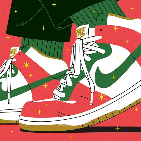 Nike Dunks by Folio Illustration Agency on Dribbble Nike Drawing, Candle Illustration, Sneakers Illustration, School Illustration, Sport Illustration, Food Graphic Design, Basketball Art, Conceptual Illustration, Sport Art