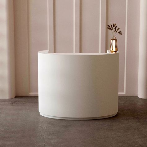 Italian Style Originality Reception Desks Simplicity Clothing Store Reception Desks Beauty Salon Salon Reception Desk Design, Retro Reception Desk, Gallery Reception Desk, Small Reception Desk Design Modern, Oval Reception Desk, Small Front Desk, Small Reception Area Design, Salon Bathroom Decor, Boutique Reception Desk