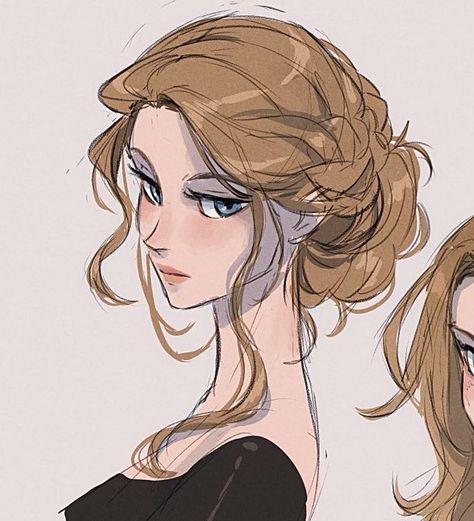 Princess Hair Drawing Reference, Hair Up Drawing Reference, Character Design Hairstyles, Female Hair Reference, Female Hairstyles Drawing, Character Design Hair, 5000 Followers, Professional Illustration, Semi Realistic