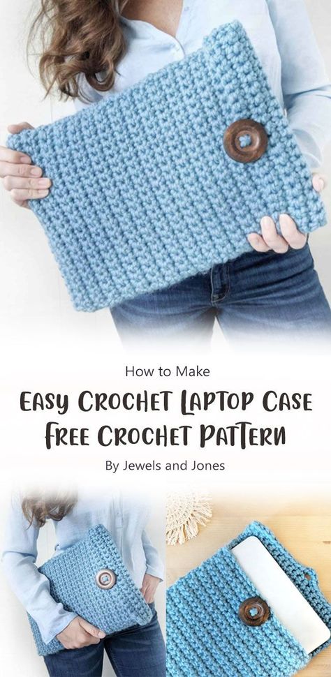 Crochet Laptop Sleeve, Crochet Laptop Case, Crochet Bag Tutorials, Bag Pattern Free, Computer Sleeve, Your Crochet, Laptop Cases, Knit Or Crochet, Laptop Case