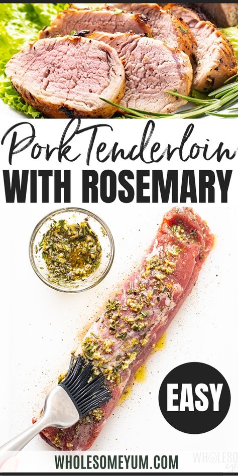 Keto Pork Tenderloin, Baked Tenderloin, Rosemary Pork Tenderloin, Garlic Pork Tenderloin, Tenderloin Marinade, Pork Tenderloin Marinade, Roasted Pork Tenderloin Recipes, Pork Tenderloin Oven, Low Carb Holiday Recipes