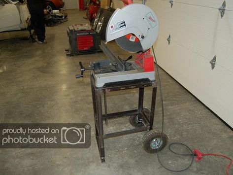 Chop Saw Stand, Home Made Tools, Welding Jig, Saw Stand, Chop Saw, Welding Cart, Mig Welder, Diy Garage Storage, Garage Tools