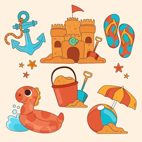 Toys Illustration, Park Illustration, Summer Activity, Summer Pool Party, Summer Pool, Summer Theme, Beach Toys, Psd Files, Summer Holiday