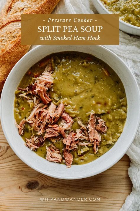 Pressure Cooker Split Pea Soup, Ham Hock Soup, Comfort Pasta, Pork Hock, Pea And Ham Soup, Ham Hock, Ham Soup, Instant Pot Soup Recipes, Hearty Soup