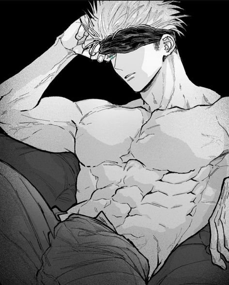 Hot Fan, Ju Jitsu, Beautiful Blue Eyes, Anime Guys Shirtless, Dessin Adorable, October 20, Gojo Satoru, Handsome Anime Guys, I'm A Simp