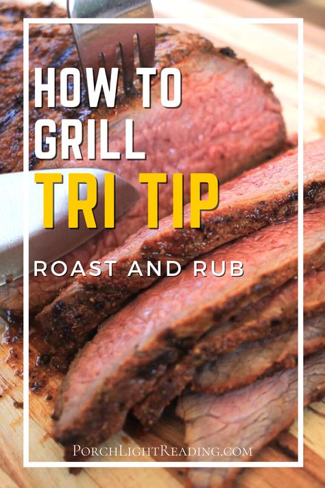 How to grill Tri Tip. Have you made Tri Tip on the grill yet? We've been cooking Tri Tip on the grill for over a year now and I have to tell you.. IT IS AMAZING! The best juicy, melts like butter, grilled meat I've had in a lot time. No need to add steak sauce to this recipe. These flavors will have you making Tri Tip on the grill every weekend this summer. #tritip #grilledtritip #tritiprecipiesgrilled #tritiprecipe #tritiprub #tritipdryrubrecipe #tritipdinner # Tritip Roast Recipes, Top Round Roast Recipe, Bbq Tri Tip, Tri Tip Steak Recipes, Tritip Recipes, Smoked Tri Tip, Cooking Tri Tip, Beef Tri Tip, Smoked Food