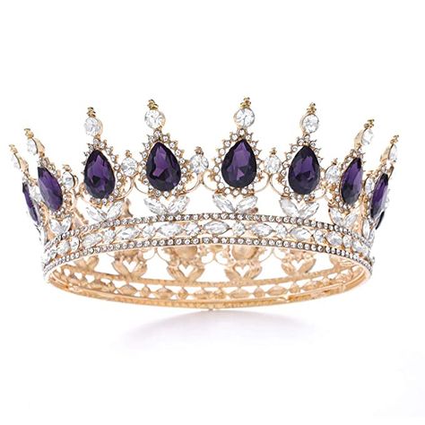 Crowns And Tiaras, Baroque Wedding, Crown Bride, Purple Crown, Glow Jewelry, Tiara Headpieces, Crown For Women, Bride Tiara, Royal Tiaras