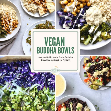 How To Make A Buddha Bowl - The Conscientious Eater Homemade Seitan, Nourish Bowl, Buddha Bowls Recipe, Baked Falafel, Julienned Carrots, Vegan Buddha Bowl, Lemon Tahini Dressing, Marinated Tofu, Buddha Bowls