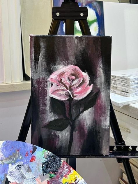 Edgy Painting Easy, Dark Painting Ideas, Goth Painting, On Canvas Painting Ideas, Boyfriend Painting, Easy Painting Ideas On Canvas, Beginners Painting, Easy Painting Ideas, Canvas For Beginners