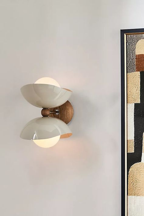 Unique Lamp Shades & Lighting | Anthropologie Best Bathroom Vanity Lighting, Japandi Bathroom Lighting, Sconces By Tv, Kitchen Wall Sconces, Parisian Lighting, Kitchen Sconces, Hallway Sconces, Art Deco Sconces, Hallway Light