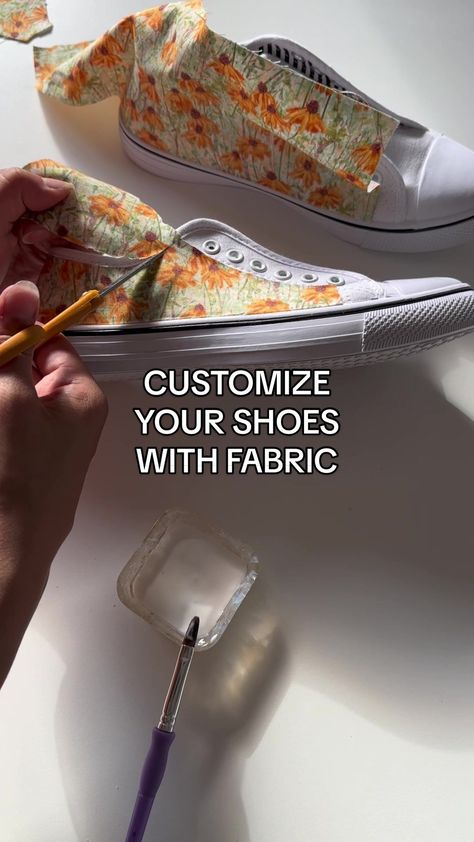 Log in | TikTok Diy Canvas Shoes, Diy Fabric Shoes, Modge Podge Fabric, Embroidery Shoes Diy, Fabric Covered Shoes, Decorate Shoes, Canvas Shoes Diy, Upcycle Shoes, Scorch Marker