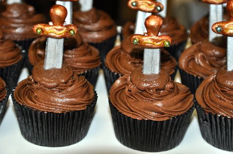 Excalibur Sword Cupcakes Party Activities Kids, Knight Party, Medieval Party, Book Fair, Wedding Cupcakes, Party Activities, Birthday Cupcakes, Party Food, Kids Party