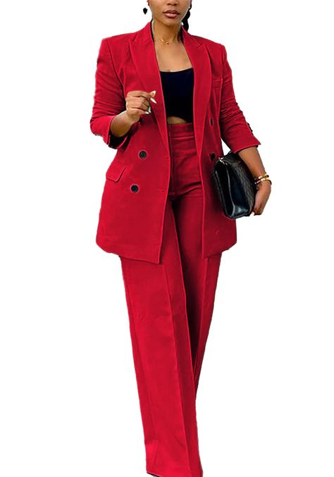 PRICES MAY VARY. 【Material】Business suits for women made of high quality of soft fabric, comfortable and skin-friendly, breathable, lightweight, casual blazer and pants suit for women, easy and comfy to wear, suitable for all seasons. 【Features】Long sleeve blazer sets, button blazer suits for women, lapel blazer outfits womens, business blazer suits, work office blazer outfits for women, solid pants suits for women, casual long pants sets 2 piece outfits, high waist pants sets, blazer and pants