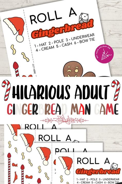 Christmas party games for adults Gingerbread Man Games, Gingerbread Games, Printable Christmas Party Games, Christmas Party Games For Adults, Gingerbread Man Activities, Party Games For Adults, Christmas Gift Games, Gingerbread Activities, Christmas Games For Adults