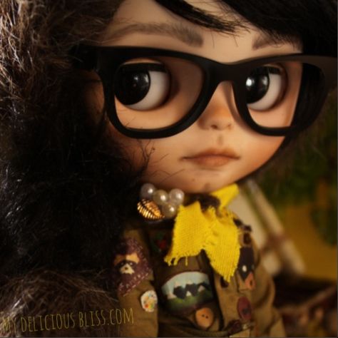 Sam Shakusky | Moonrise Kingdom Custom Blythe Art Doll by My Delicious Bliss. Now on Exhibition at the Junie Moon Gallery in Tokyo, Japan April 22nd - May 16th Bythle Dolls, Blythe Dolls Curly Hair And Glasses, Blythe Doll Curly Hair Glasses, Blythe Doll Short Brown Hair, Short Hair Glasses, Boy Blythe Dolls, Blythe Doll Glasses Brown Hair, Blythe Doll Black Hair Brown Eyes No Bangs, Blythe Doll Short Brown Hair Bangs