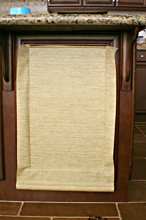 Grass Cloth Cabinet Doors, Burlap Cabinets Kitchen, Wallpaper Kitchen Island, Wallpaper For Kitchen Cabinets, Wallpaper Cabinets, Burlap Ideas, Shelf Paper, Kitchen Cabinet Door, Grasscloth Wallpaper