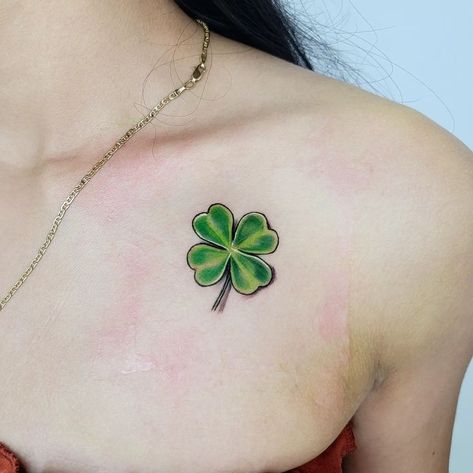 Neo Traditional Clover Tattoo, Green Clover Tattoo, Lucky Leaf Tattoo, Clover Flower Tattoo, Clover Leaf Tattoo, Lucky Clover Tattoo, Irish Clover Tattoo, Irish Flower Tattoo, Lucky Charm Tattoo